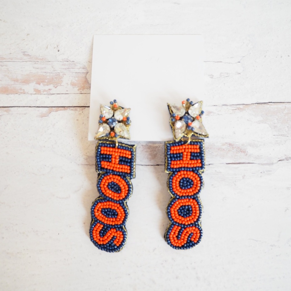 Beaded Collegiate Wahoos Hoos Game Day Earrings